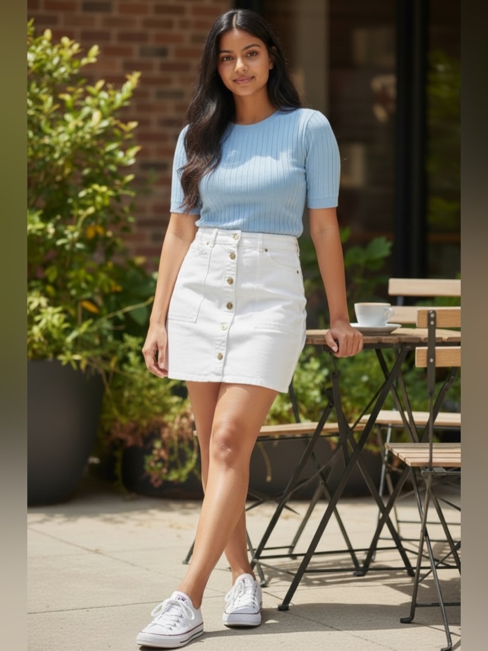 Michael Kors White denim skirt‎ size 10